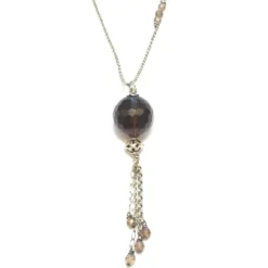 Sautoir ethnique quartz fumé