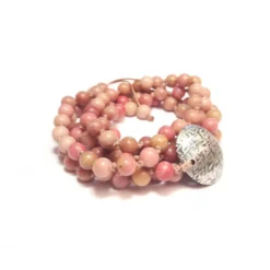 Sautoir mala rhodonite