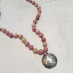 Sautoir mala rhodonite