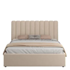Savannah lit avec coffre de rangement 140x190cm velours beige