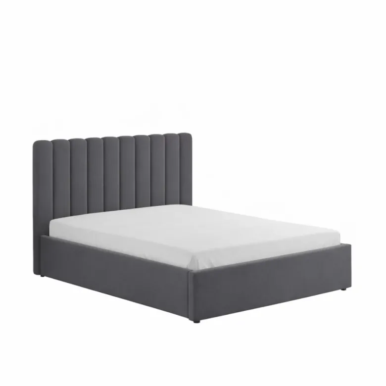 Savannah lit avec coffre de rangement 160x200cm velours gris foncé