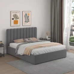 Savannah lit avec coffre de rangement 160x200cm velours gris foncé