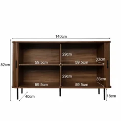 Semarang buffet en bois cannelé à portes coulissantes 140cm