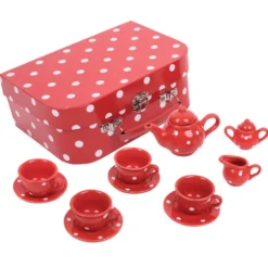 Service à thé en porcelaine rouge