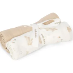 Set de 2 langes en gaze de coton baby bunny (70 x 70 cm)