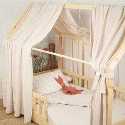 Set double ciel de lit cabane beige