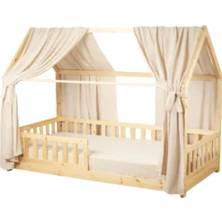 Set double ciel de lit cabane beige