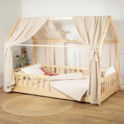 Set double ciel de lit cabane beige