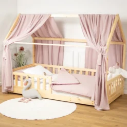 Set double ciel de lit cabane rose