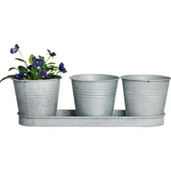 Set 3 pots de fleur en zinc