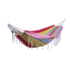 Set support bois avec hamac double franges confort