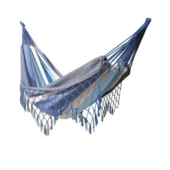 Set support bois avec hamac double franges marine