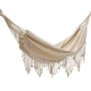 Set support bois avec hamac double franges écru