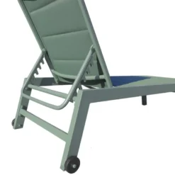 Set transat et table d'appoint barbados textilène et aluminium vert sauge
