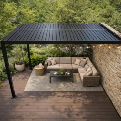 Sifnos pergola bioclimatique 4x3m adossée en aluminium noir