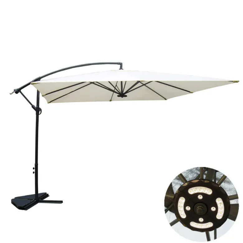 Solenzara parasol ecru déporté carré 3 x 3 m led