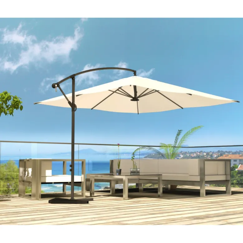 Solenzara parasol ecru déporté carré 3 x 3 m led