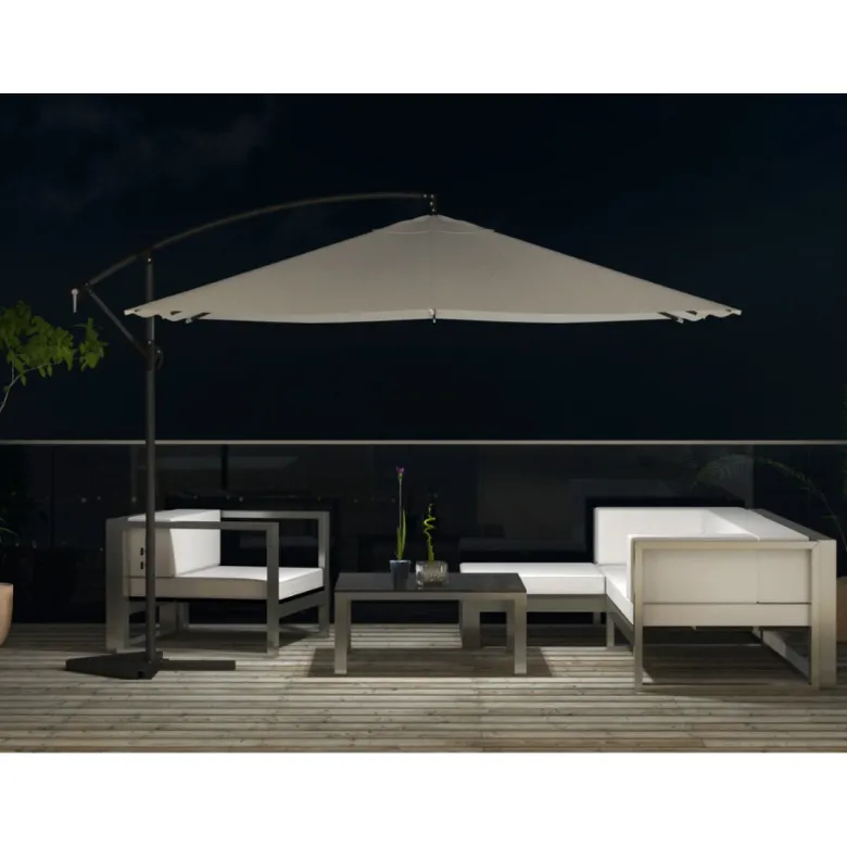 Solenzara parasol ecru déporté carré 3 x 3 m led