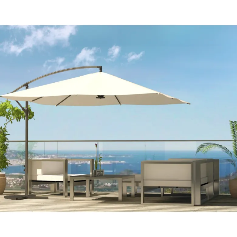 Solenzara parasol ecru déporté carré 3 x 3 m led