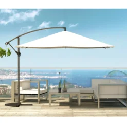 Solenzara parasol ecru déporté carré 3 x 3 m led