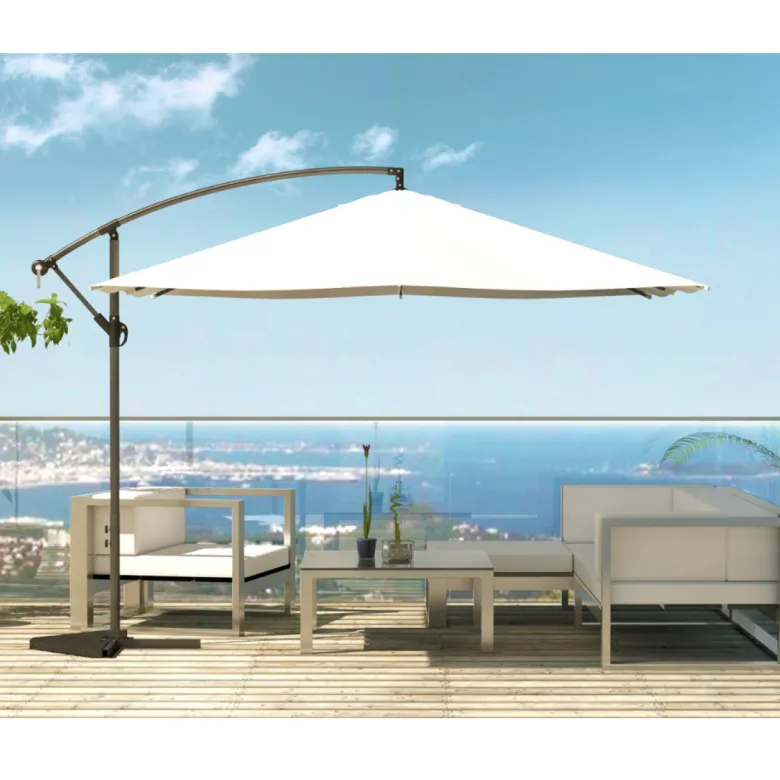 Solenzara parasol ecru déporté carré 3 x 3 m led