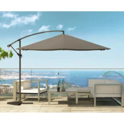 Solenzara parasol gris déporté carré 3 x 3 m led