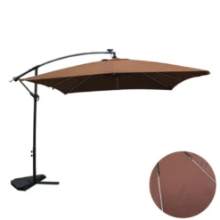 Solenzara parasol marron déporté carré 3 x 3 m led