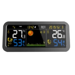 Station météo noire écran couleur avec c