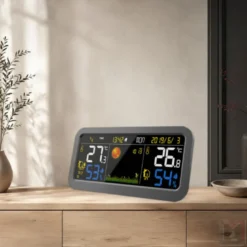 Station météo noire écran couleur avec c