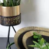 Support plantes métal avec vase doré h.34cm