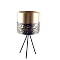 Support plantes métal avec vase doré h.34cm