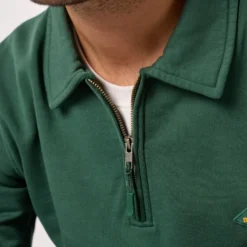 Sweat à col zippé vert S