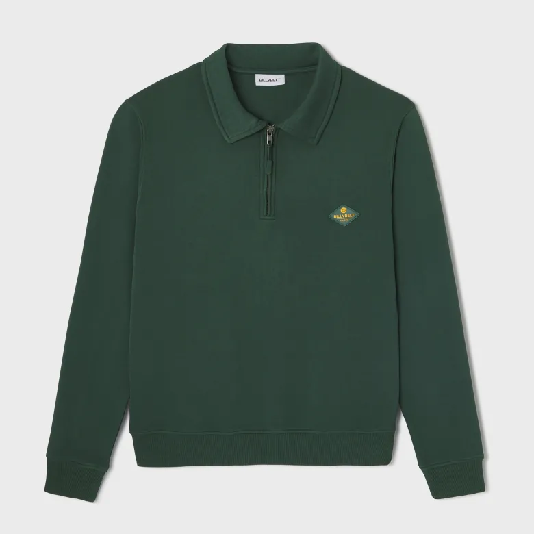 Sweat à col zippé vert S