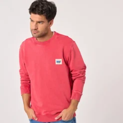 Sweat vintage en coton biologique rouge XXL