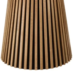 Sya - table à manger ronde d120 décor et chêne naturel pied à motif strié