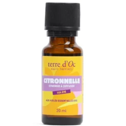 Synergie à diffuser citronnelle aux huiles essentielles bio SOS été terre d'Oc