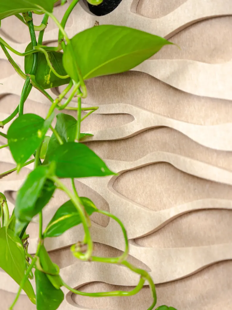 Tableau végétal acoustique sand - l - jardinière anti-oubli Beige