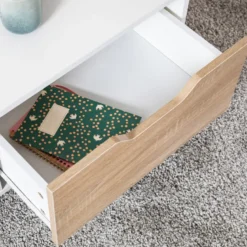 Table basse avec tiroir style scandinave blanche freja