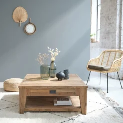 Table basse en bois de teck recyclé