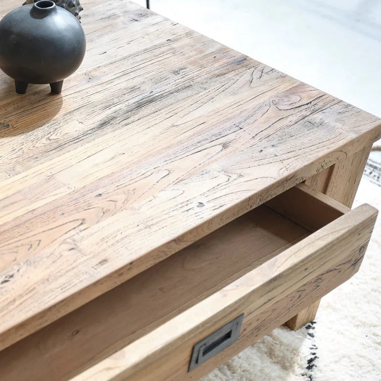 Table basse en bois de teck recyclé