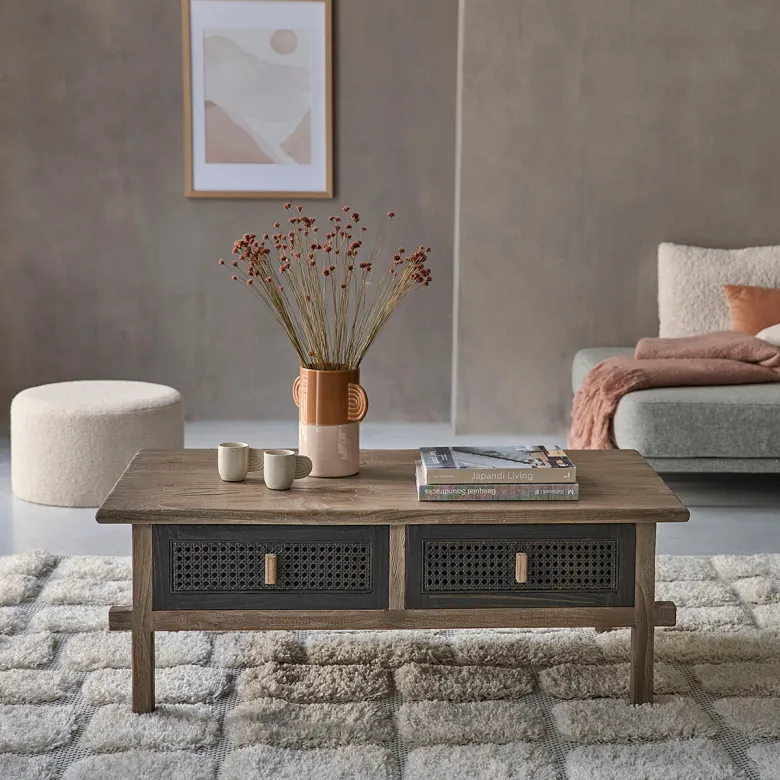 Table basse en pin massif recyclé