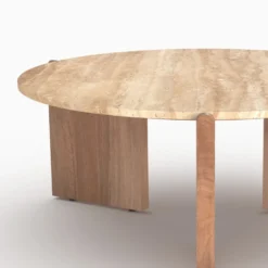 Table basse en travertin et bois d85 cm - sierra