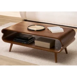 Table basse rectangulaire bois foncé noyer l118 cm takla