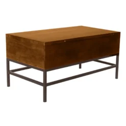 Table basse relevable bois manguier massif teinté et métal noir l90 cm ypster