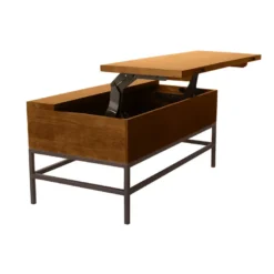 Table basse relevable bois manguier massif teinté et métal noir l90 cm ypster