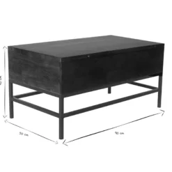 Table basse relevable bois manguier massif teinté et métal noir l90 cm ypster