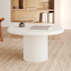 Table basse ronde en béton blanc cassé - lulli