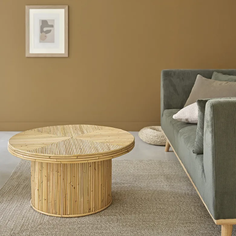 Table basse ronde en rotin