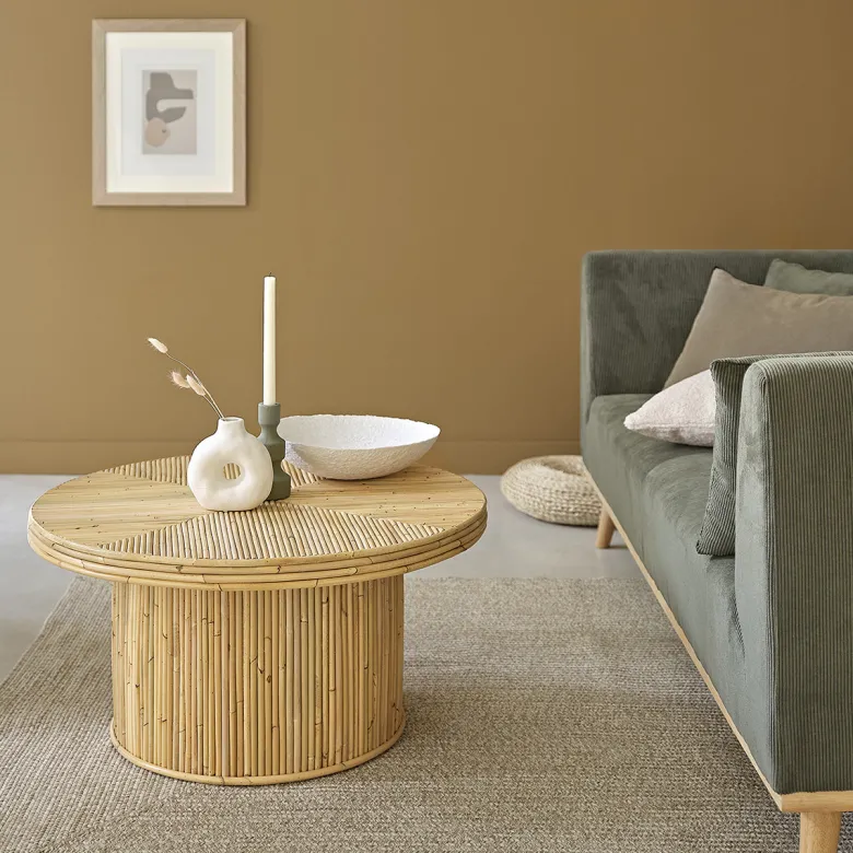 Table basse ronde en rotin