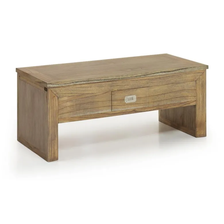 Table basse 2 tiroirs bronze bois marron
